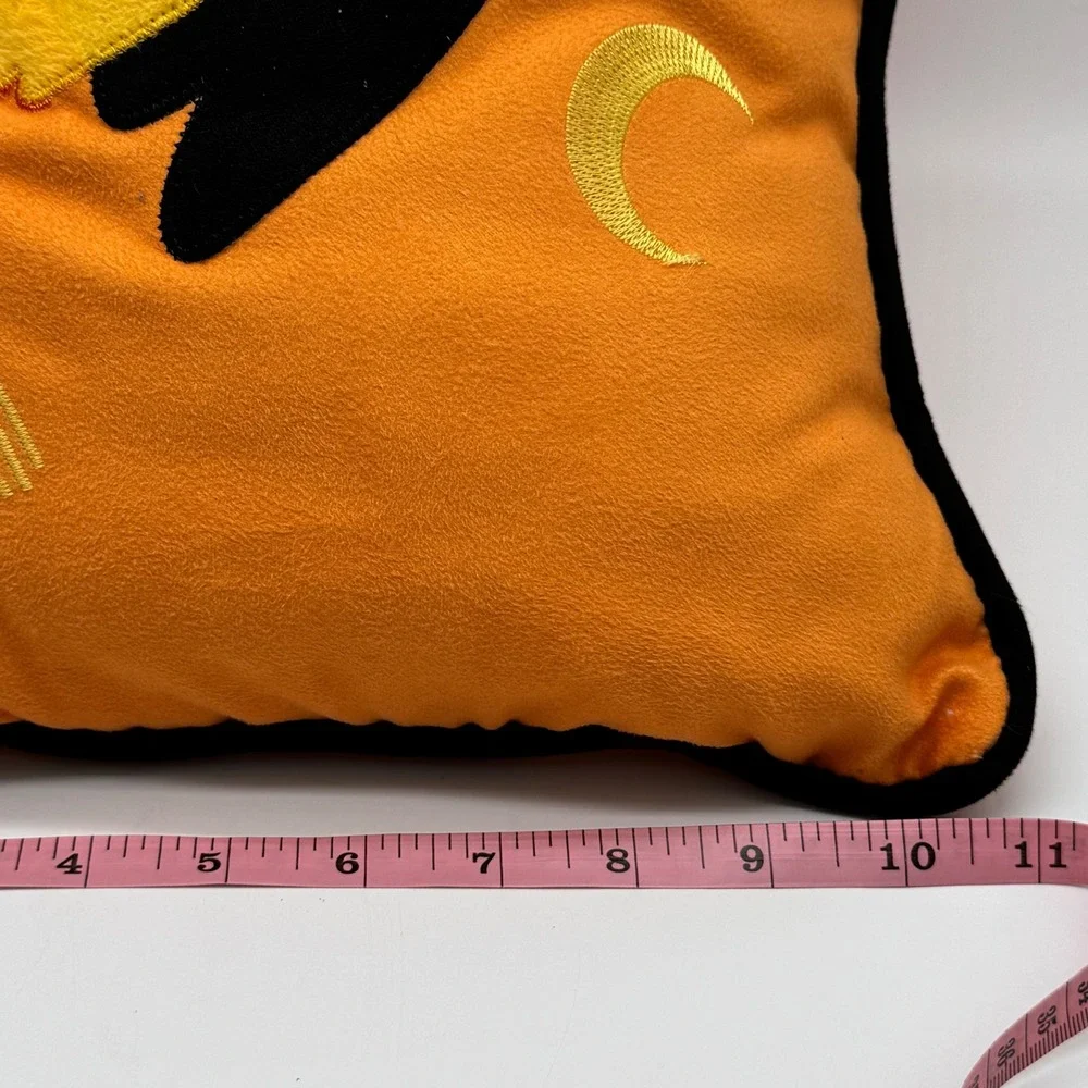 The Midnight Market Embroidered Halloween Owls Lumbar Accent Pillow Orange 11x17